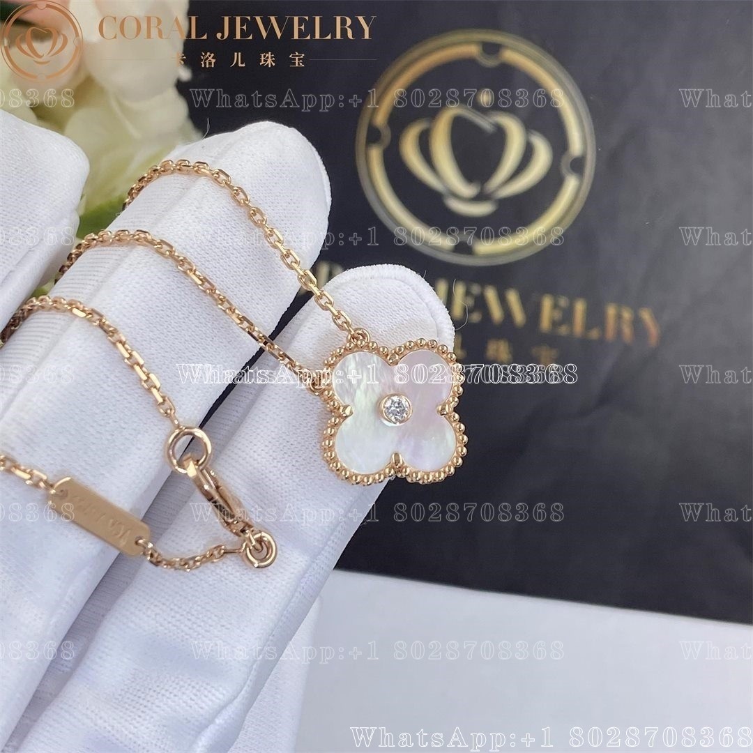 Van Cleef & Arpels Vintage Alhambra 20012 Holiday Necklace Rose Gold Mother-of-Pearl