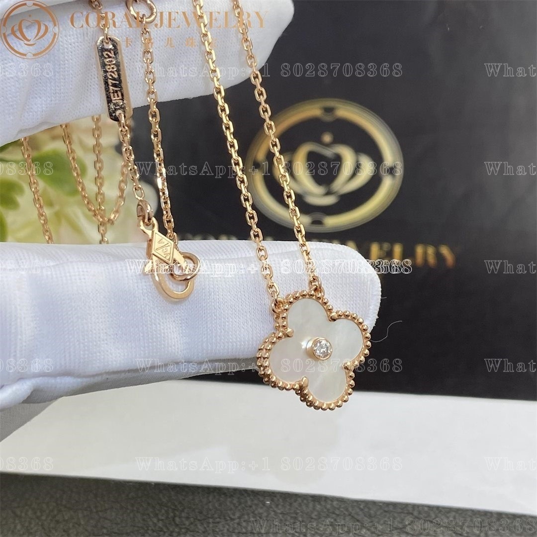 Van Cleef & Arpels Vintage Alhambra 20012 Holiday Necklace Rose Gold Mother-of-Pearl