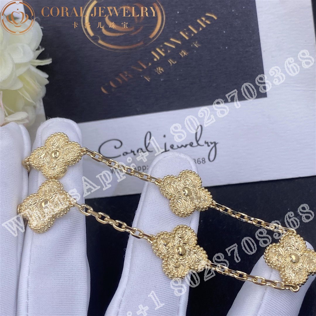 Van Cleef & Arpels Vintage Alhambra bracelet, 5 motifs Yellow gold VCARO1IE00 - Image 3