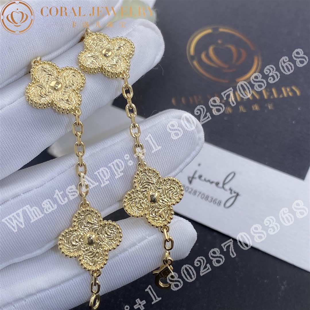 Van Cleef & Arpels Vintage Alhambra bracelet, 5 motifs Yellow gold VCARO1IE00 - Image 4