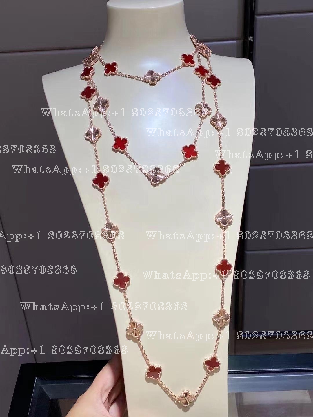 Van Cleef & Arpels Vintage Alhambra long necklace, 20 motifs Rose gold, Carnelian VCARP7RO00