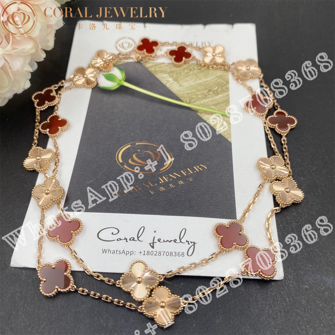 Van Cleef & Arpels Vintage Alhambra long necklace, 20 motifs Rose gold, Carnelian VCARP7RO00 - Image 13