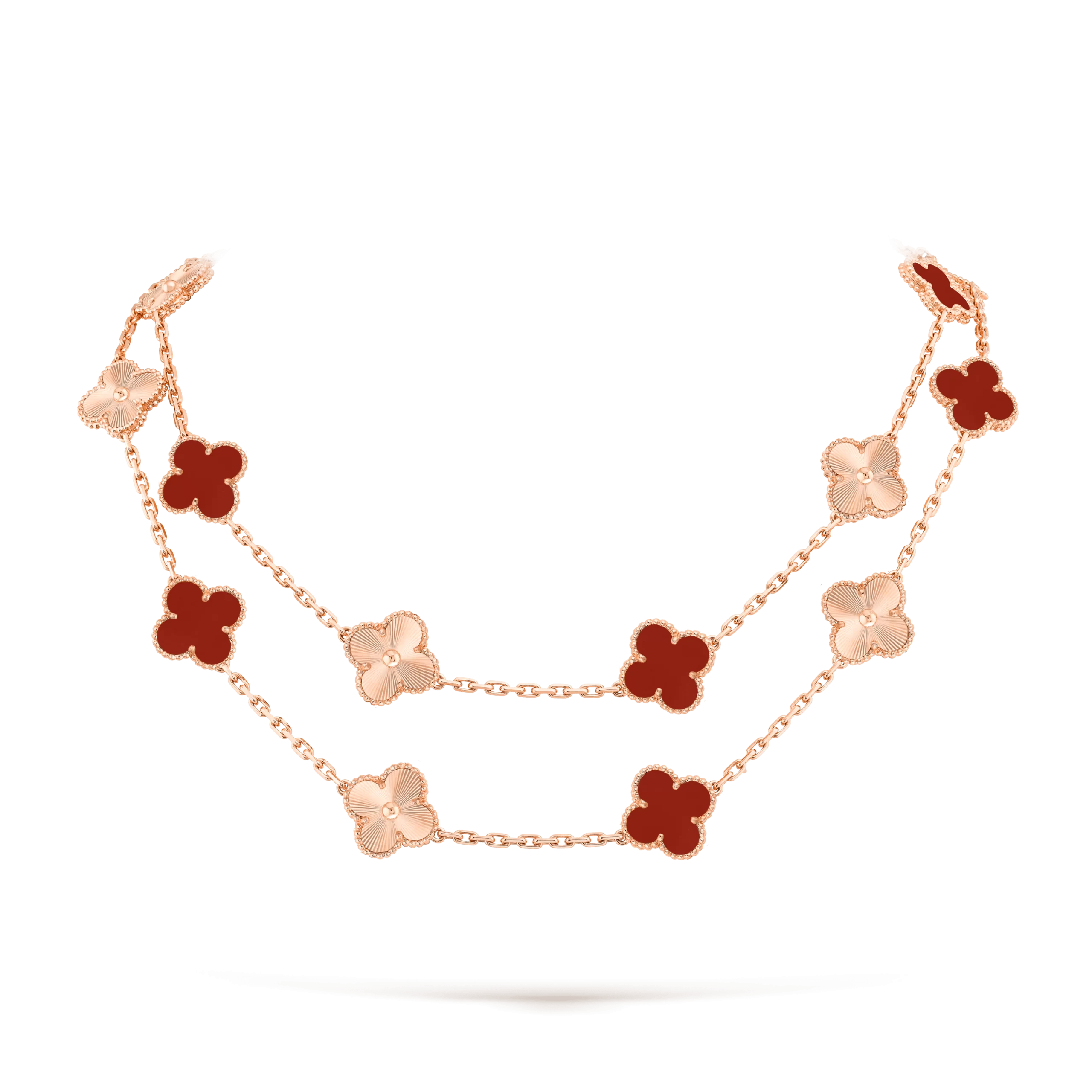 Van Cleef & Arpels Vintage Alhambra long necklace, 20 motifs Rose gold, Carnelian VCARP7RO00