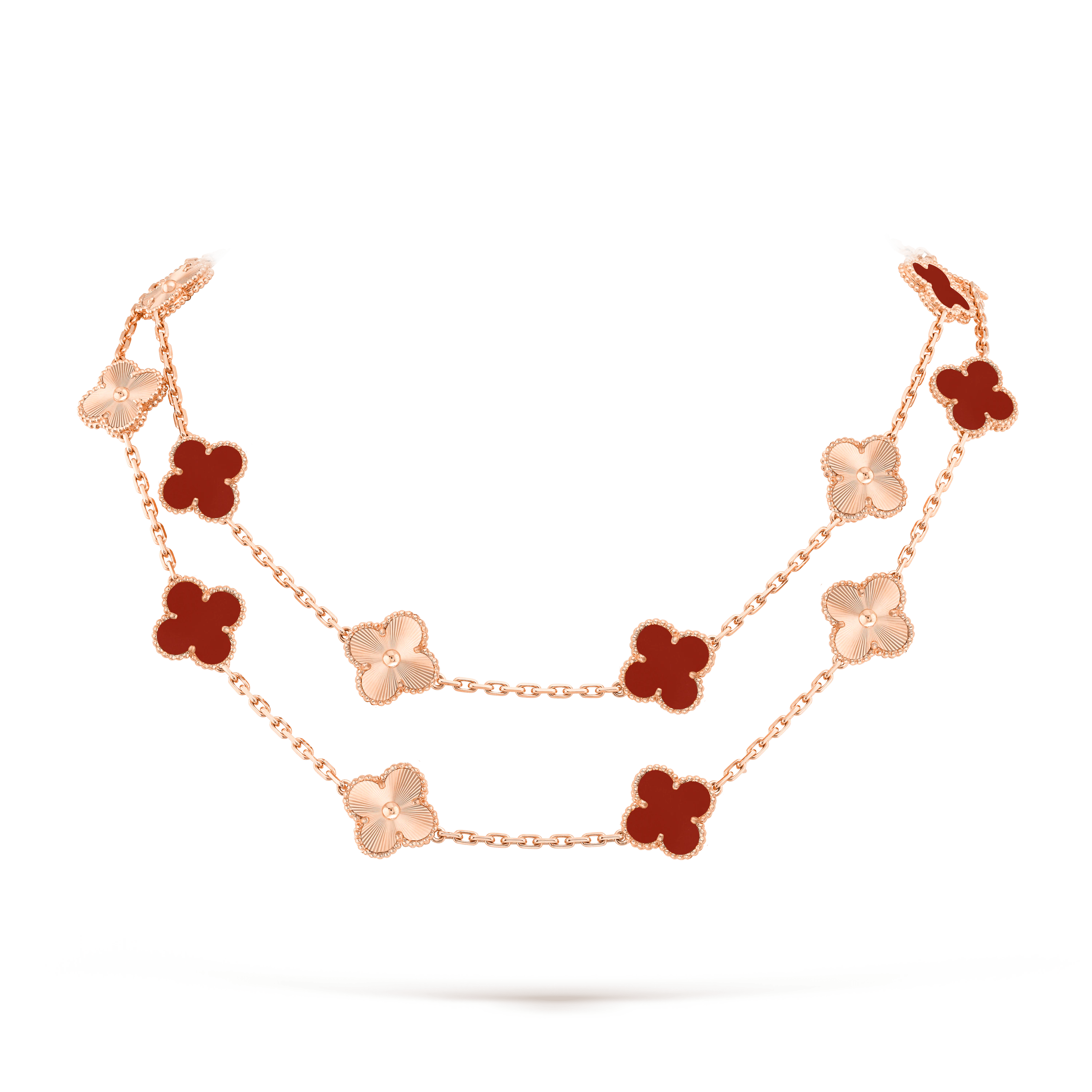 Van Cleef & Arpels Vintage Alhambra long necklace, 20 motifs Rose gold, Carnelian VCARP7RO00