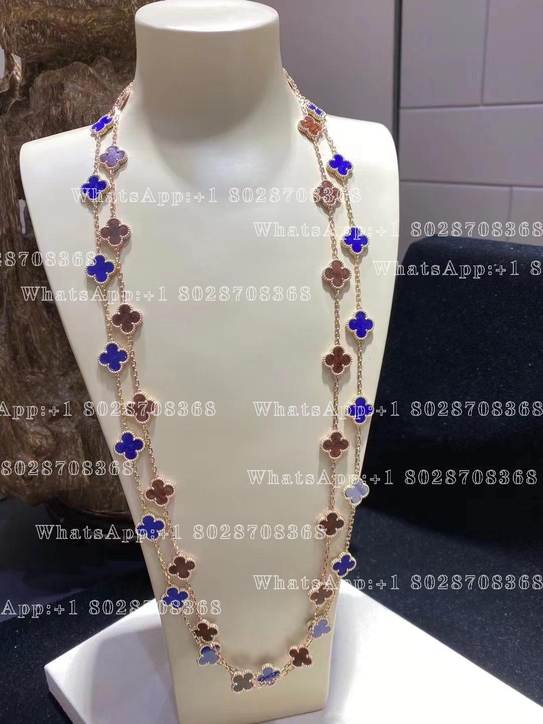 Van Cleef & Arpels Vintage Alhambra long necklace, 20 motifs Rose gold, Letterwood