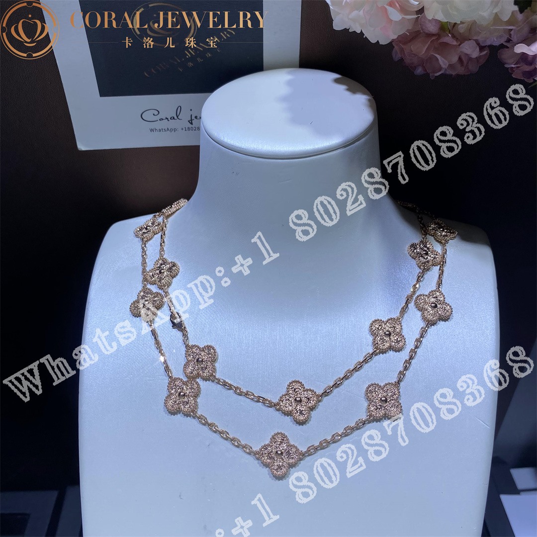 Van Cleef & Arpels Vintage Alhambra long necklace, 20 motifs Rose gold VCARN9T000 - Image 3