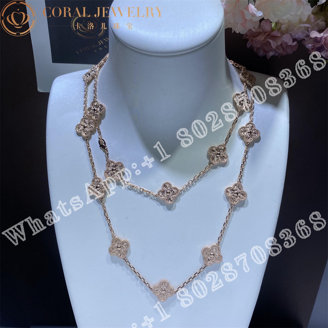 Van Cleef & Arpels Vintage Alhambra long necklace, 20 motifs Rose gold VCARN9T000 - Image 4