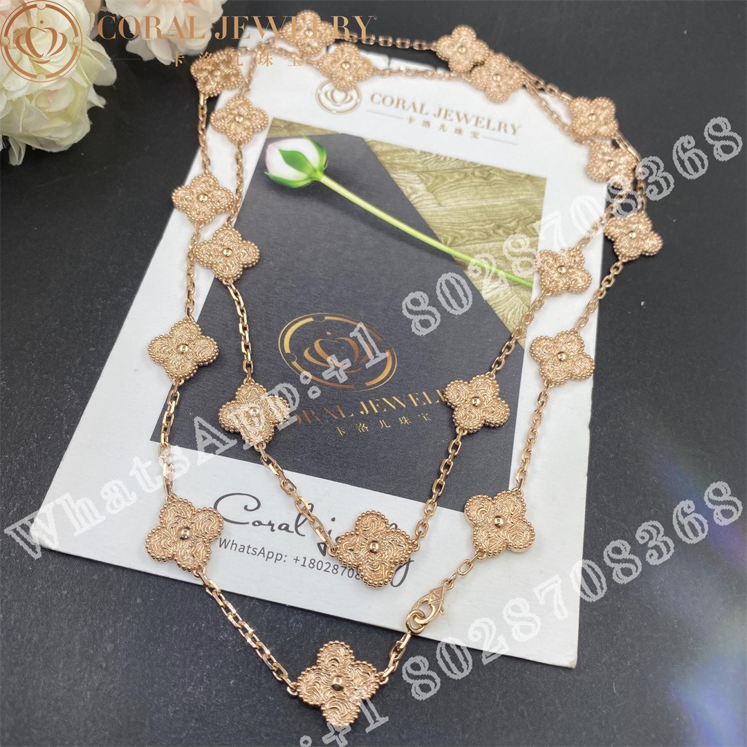 Van Cleef & Arpels Vintage Alhambra long necklace, 20 motifs Rose gold VCARN9T000 - Image 5