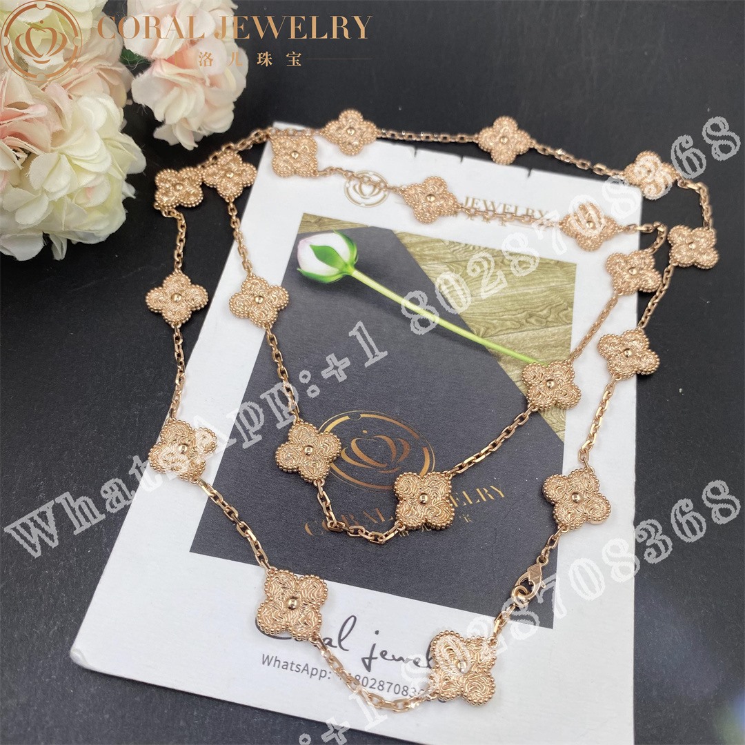 Van Cleef & Arpels Vintage Alhambra long necklace, 20 motifs Rose gold VCARN9T000 - Image 6