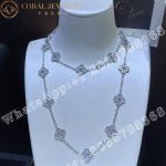 Van Cleef & Arpels Vintage Alhambra long necklace, 20 motifs White gold, Diamond VCARA43300 - Image 3
