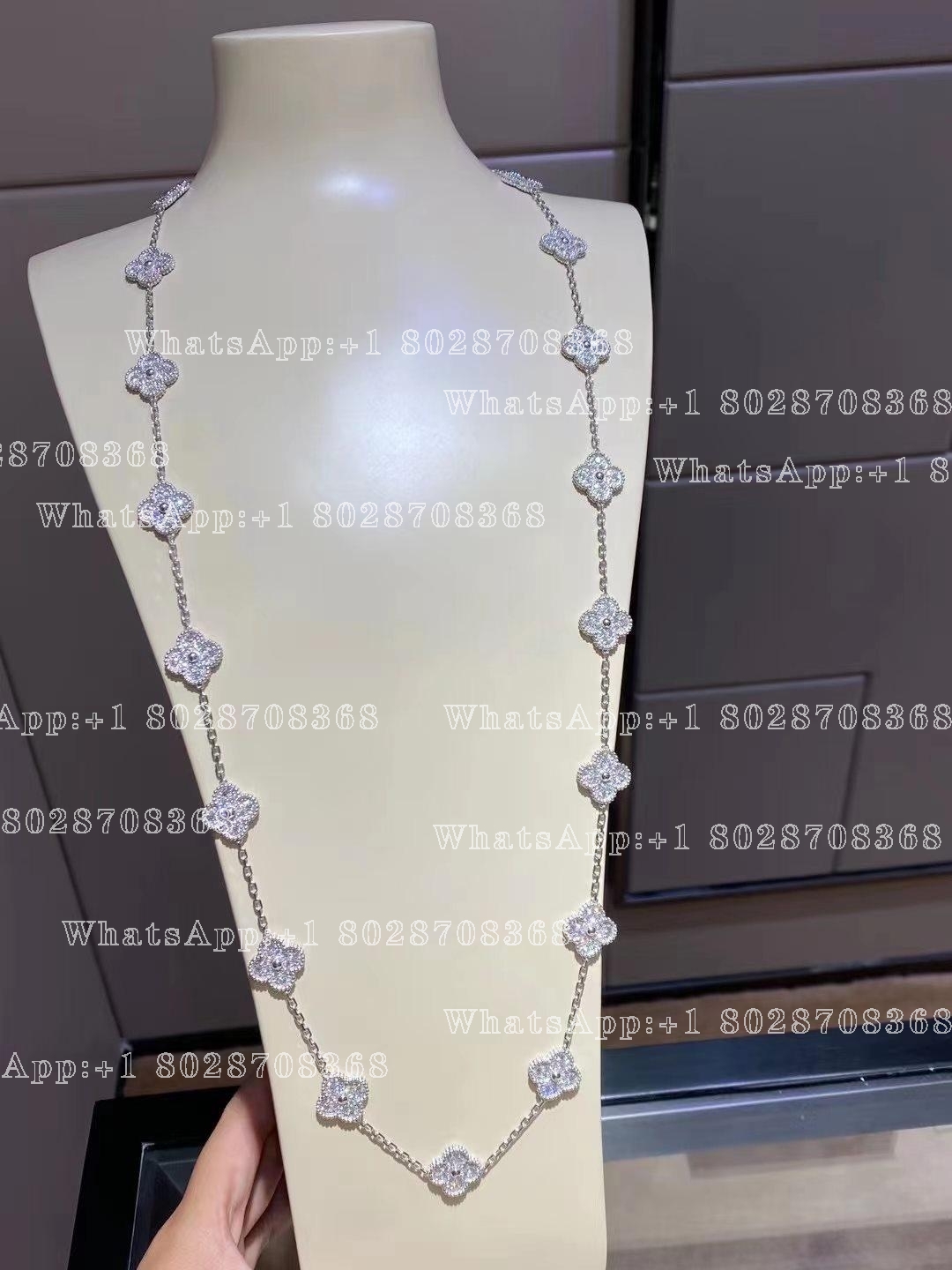 Van Cleef & Arpels Vintage Alhambra long necklace, 20 motifs White gold, Diamond VCARA43300