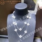 Van Cleef & Arpels Vintage Alhambra long necklace, 20 motifs White gold, Diamond VCARA43300 - Image 6