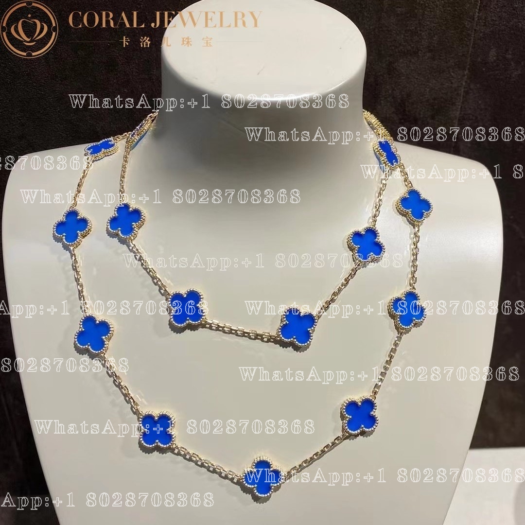 Van Cleef Arpels Vintage Alhambra Long Necklace 20 Motifs Yellow Gold Agate Vcarp7rn00 Coral (1)