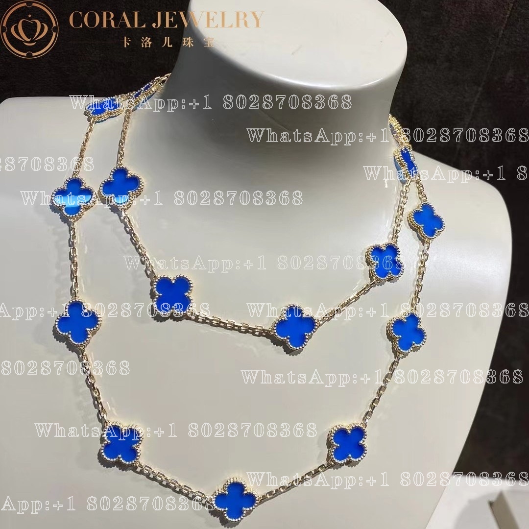 Van Cleef Arpels Vintage Alhambra Long Necklace 20 Motifs Yellow Gold Agate Vcarp7rn00 Coral (2)