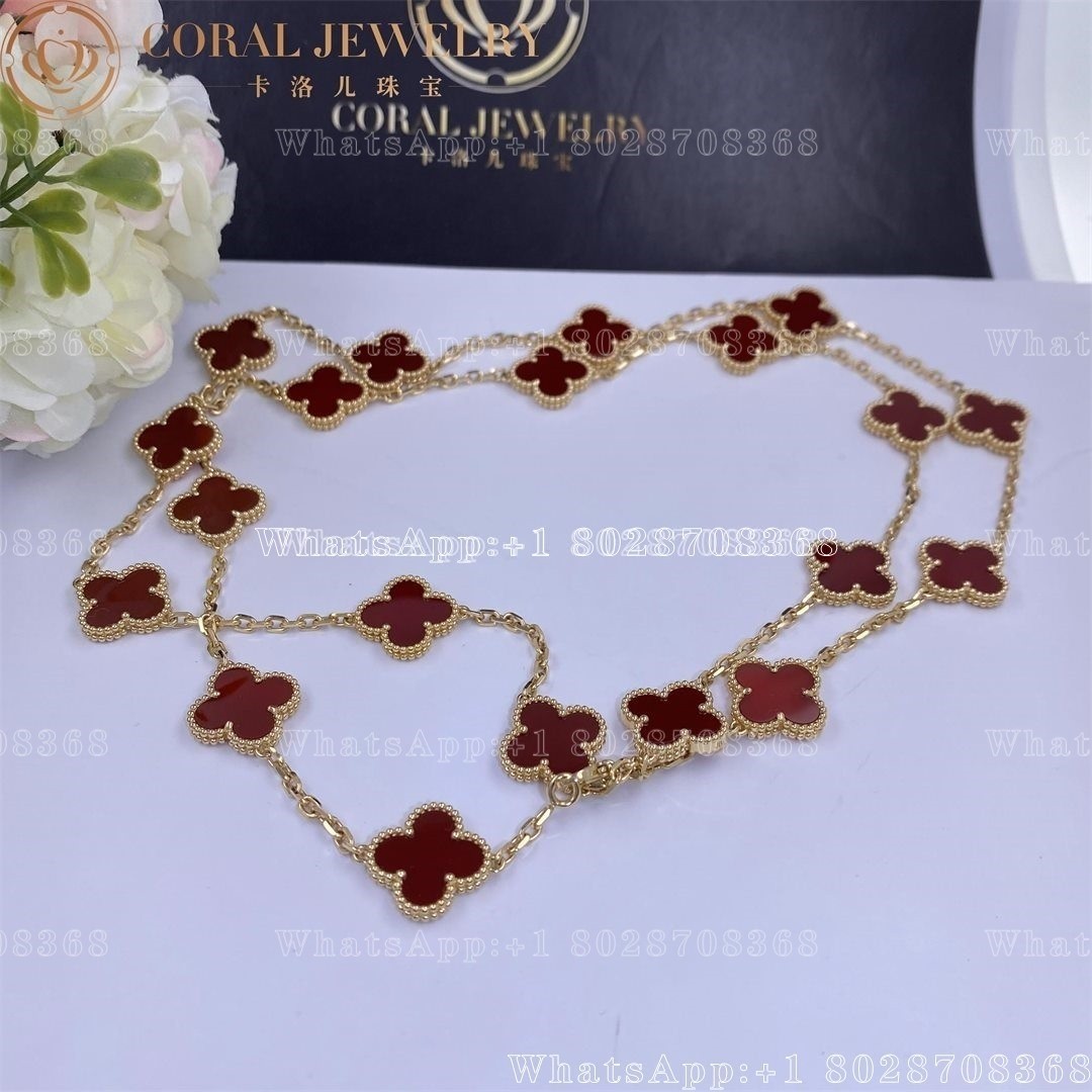 Van Cleef & Arpels Vintage Alhambra long necklace, 20 motifs Yellow gold, Carnelian VCARD39800