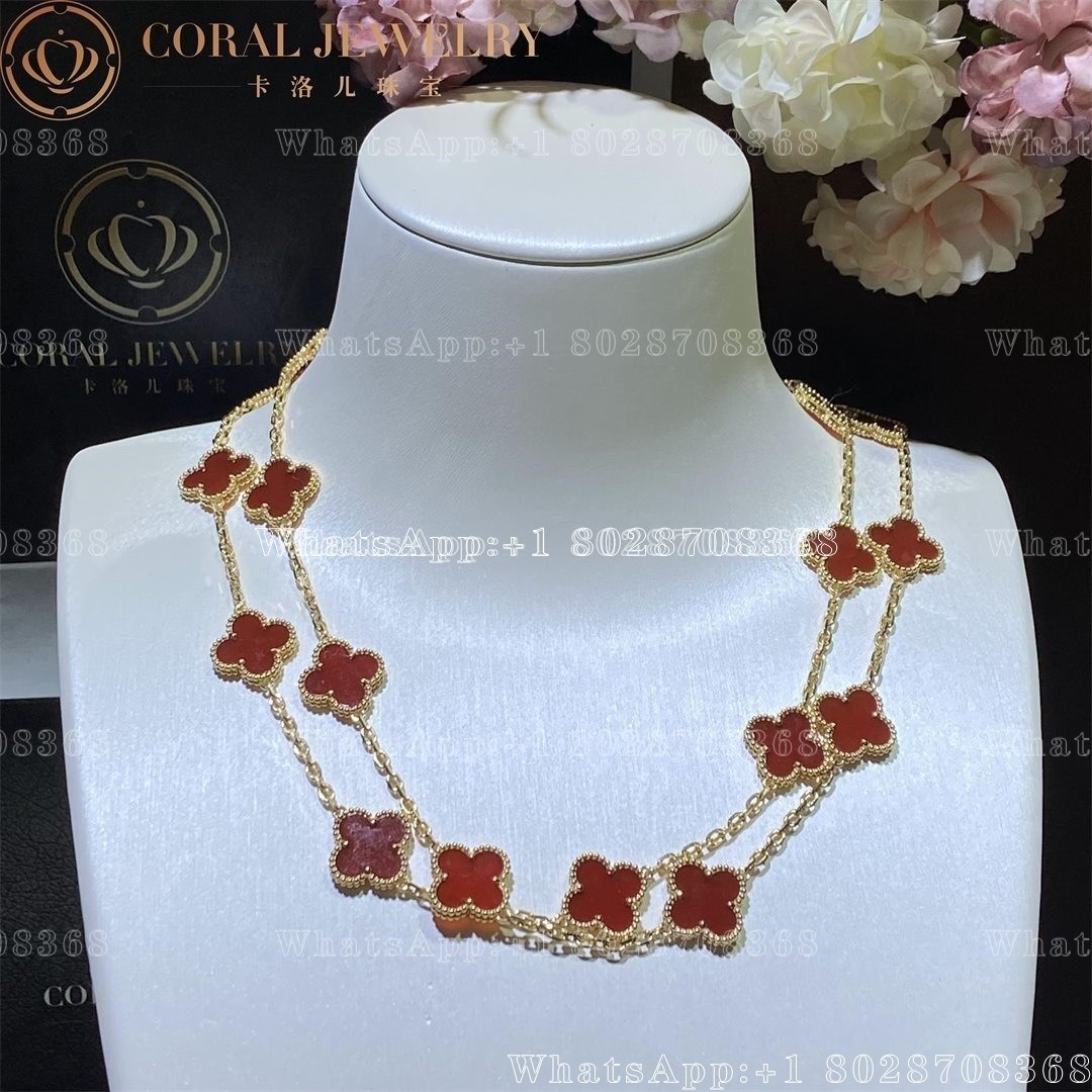 Van Cleef & Arpels Vintage Alhambra long necklace, 20 motifs Yellow gold, Carnelian VCARD39800