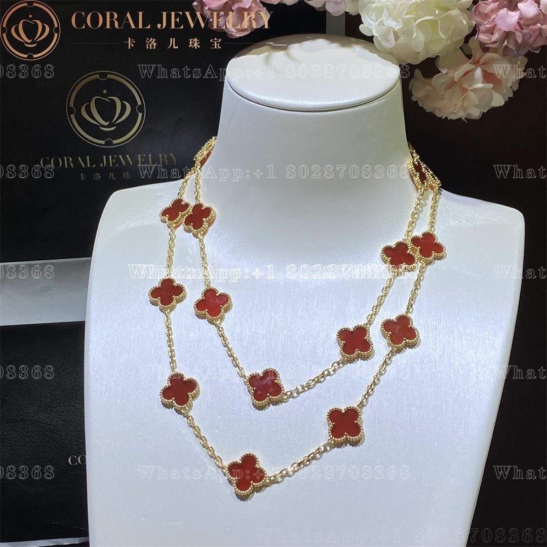 Van Cleef & Arpels Vintage Alhambra long necklace, 20 motifs Yellow gold, Carnelian VCARD39800