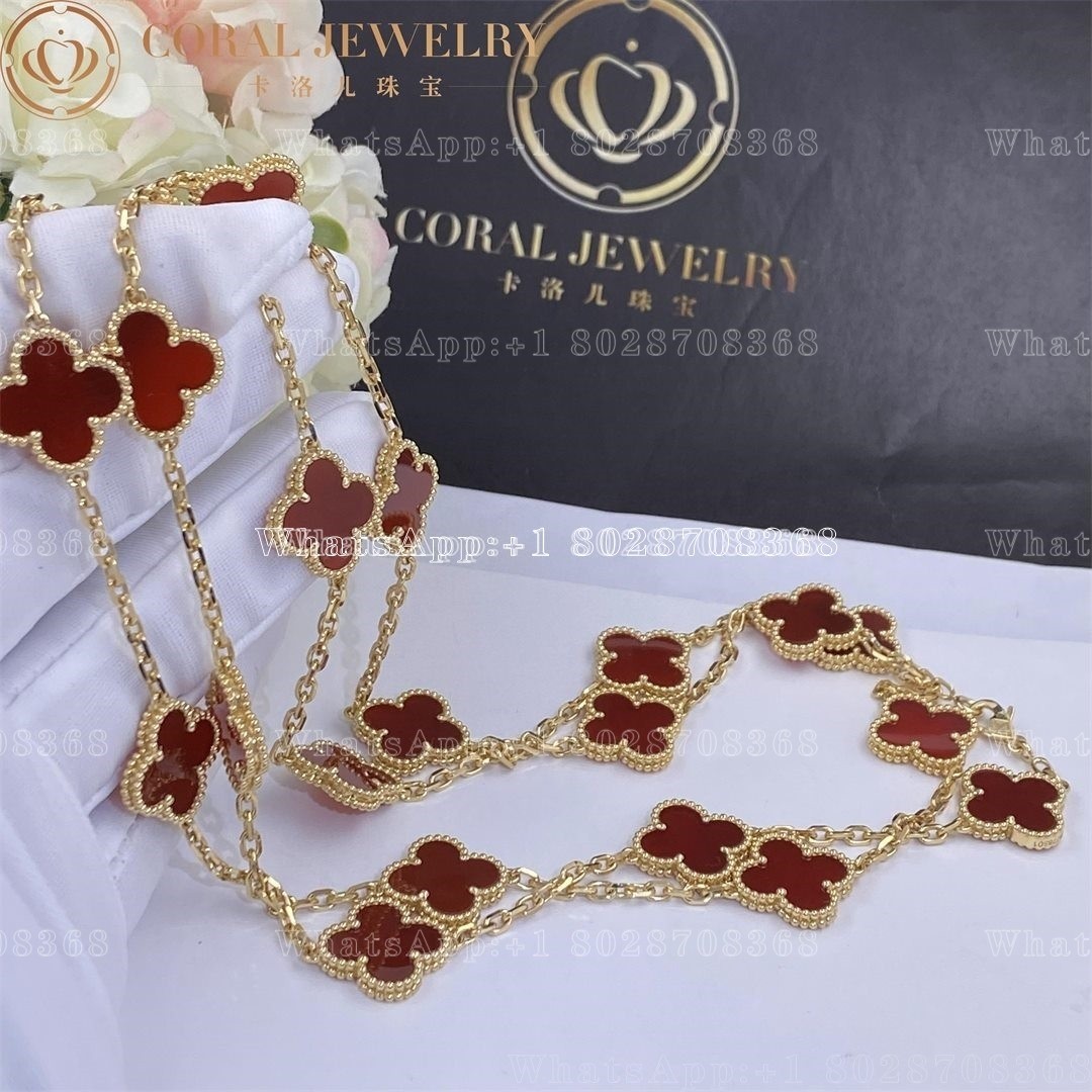 Van Cleef & Arpels Vintage Alhambra long necklace, 20 motifs Yellow gold, Carnelian VCARD39800