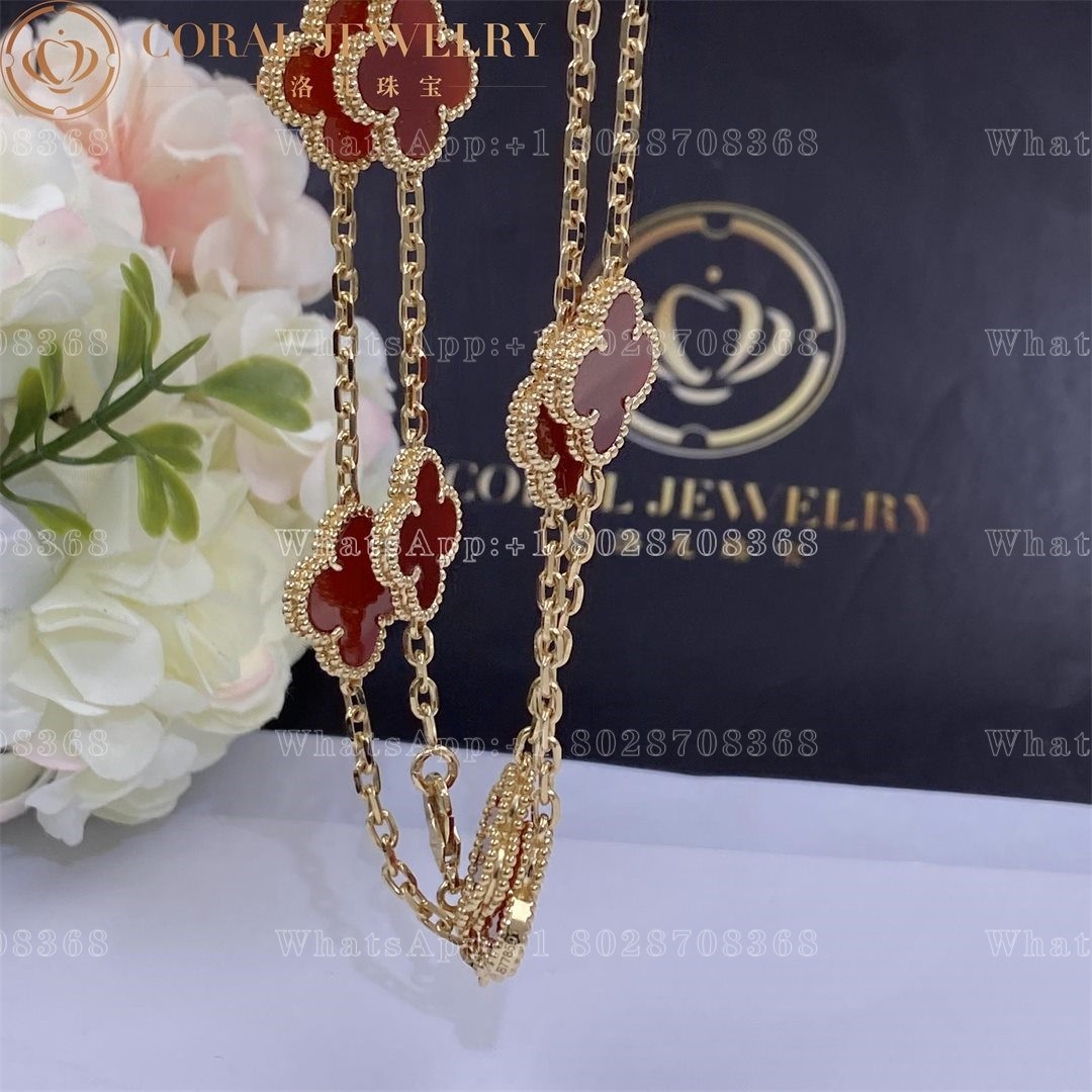 Van Cleef & Arpels Vintage Alhambra long necklace, 20 motifs Yellow gold, Carnelian VCARD39800