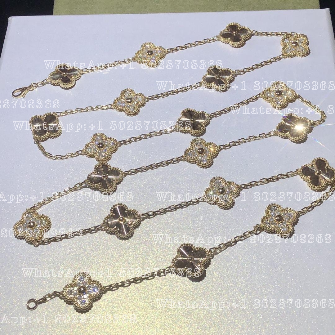 Van Cleef & Arpels Vintage Alhambra long necklace, 20 motifs Yellow gold, Diamond VCARP4KM00