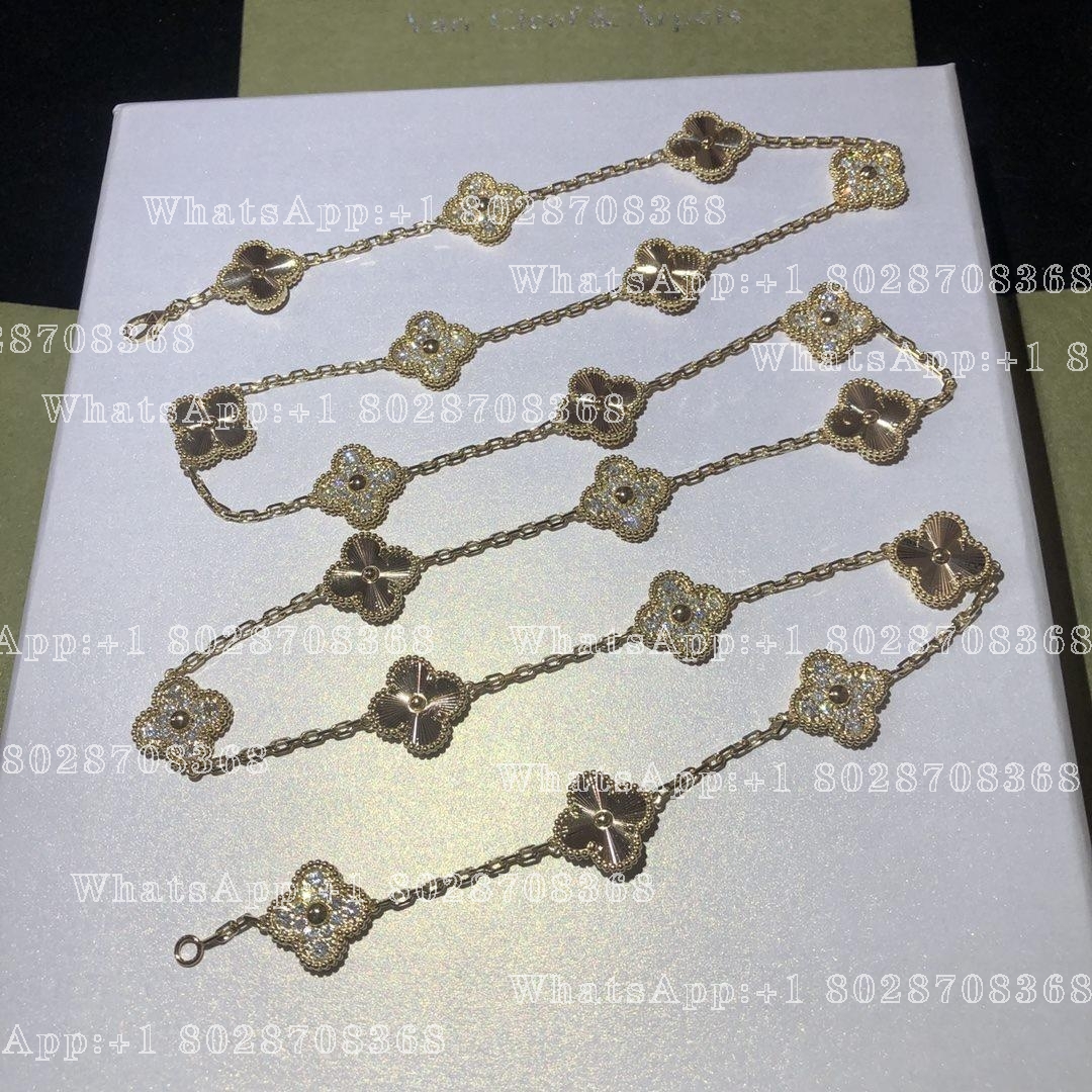 Van Cleef & Arpels Vintage Alhambra long necklace, 20 motifs Yellow gold, Diamond VCARP4KM00