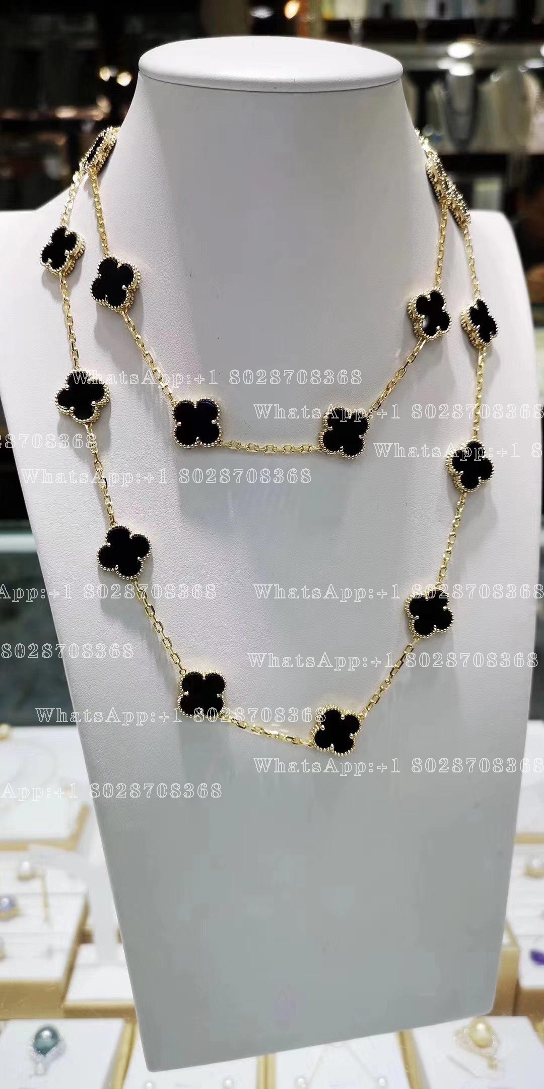 Van Cleef & Arpels Vintage Alhambra long necklace, 20 motifs Yellow gold, Onyx VCARA43100