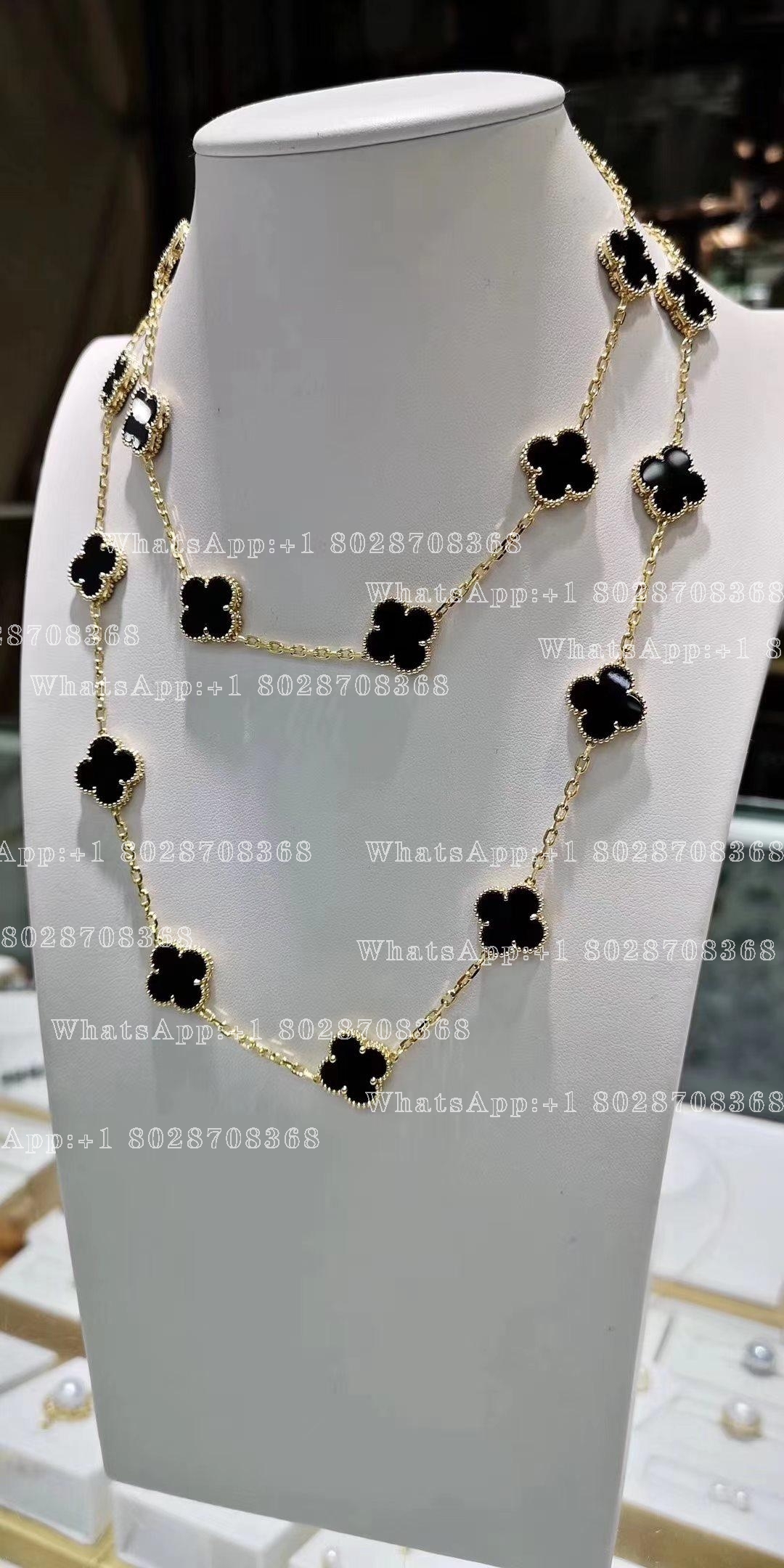 Van Cleef & Arpels Vintage Alhambra long necklace, 20 motifs Yellow gold, Onyx VCARA43100