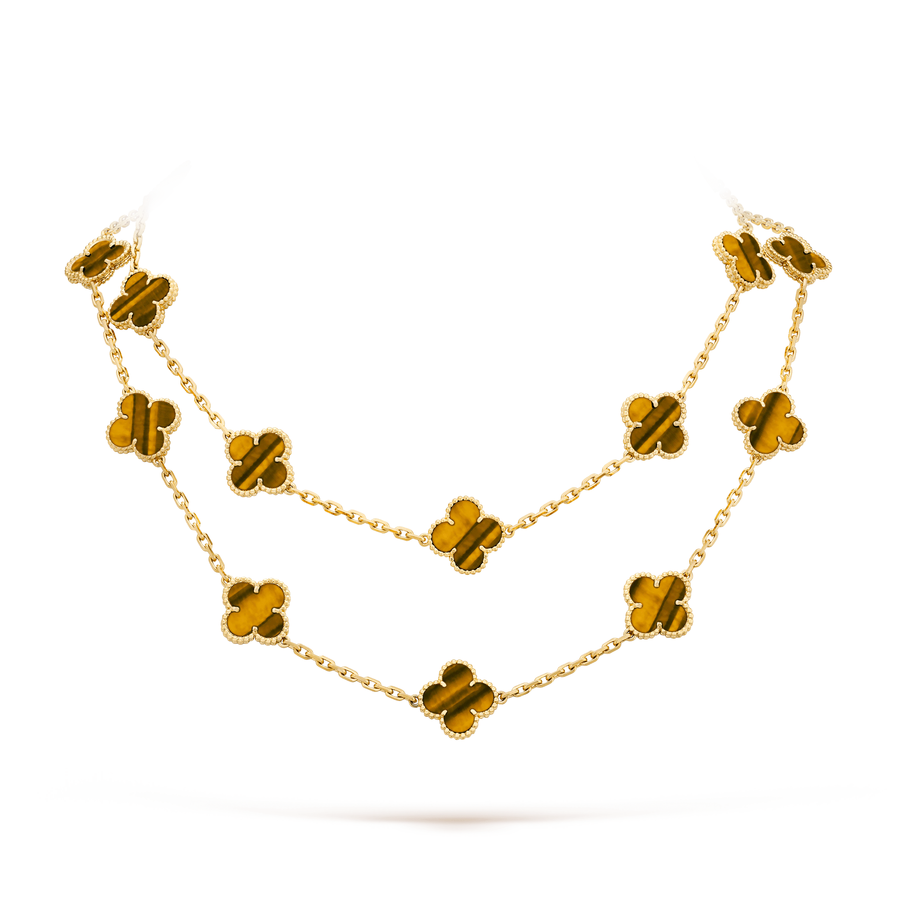 Van Cleef & Arpels Vintage Alhambra long necklace, 20 motifs Yellow gold, Tiger Eye VCARD39900