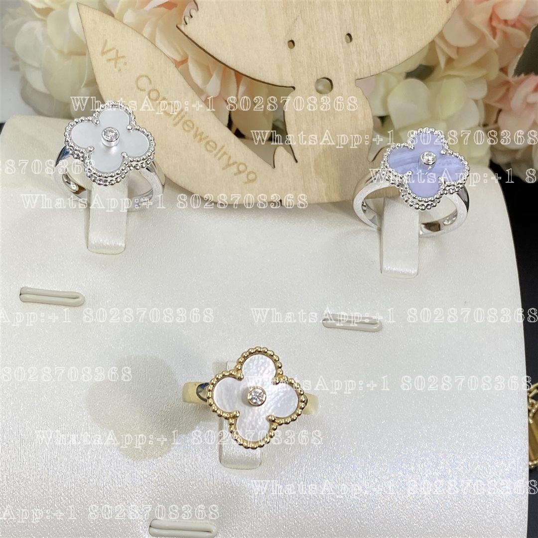 Van Cleef & Arpels Vintage Alhambra ring White gold, Diamond, Mother-of-pearl VCARF48900