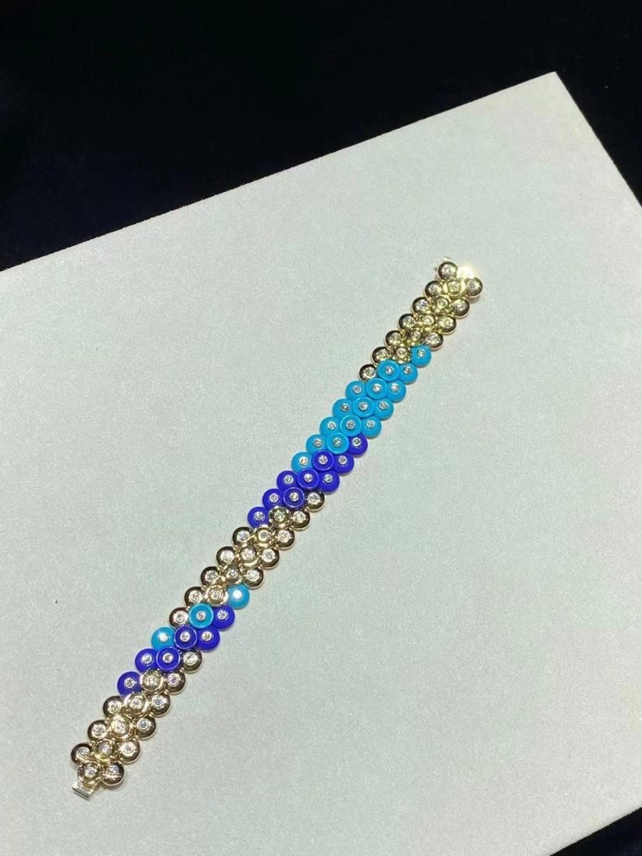 Van Cleef & Arpels Bouton d'or bracelet, Yellow gold, Diamond, Lapis Lazuli, Turquoise VCARP1AL00