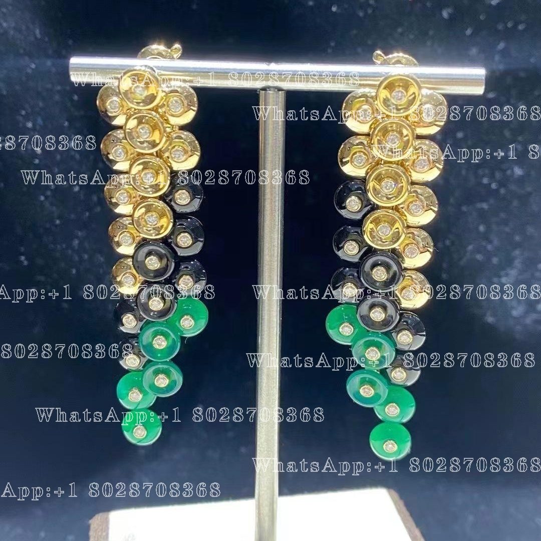 Van Cleef & Arpels Bouton d'or earrings Yellow gold, Chrysoprase, Diamond, Onyx VCARO77200