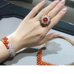 Van Cleef & Arpels Bouton d'or necklace Rose gold, Carnelian, Diamond, Mother-of-pearl VCARO7GI00 - Image 6