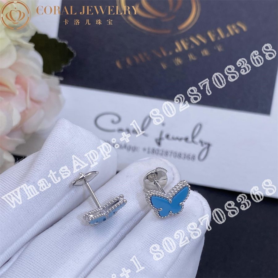 Van Cleef & Arpels Sweet Alhambra butterfly earstuds White gold, Turquoise VCARN5JN00 - Image 3