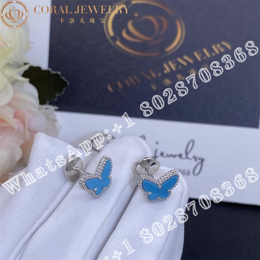 Van Cleef & Arpels Sweet Alhambra butterfly earstuds White gold, Turquoise VCARN5JN00 - Image 4