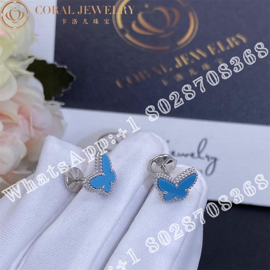 Van Cleef & Arpels Sweet Alhambra butterfly earstuds White gold, Turquoise VCARN5JN00 - Image 5