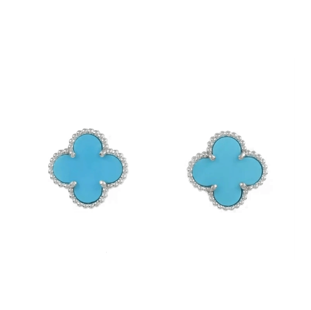 Van Cleef & Arpels Vintage Alhambra earrings white gold, Turquoise
