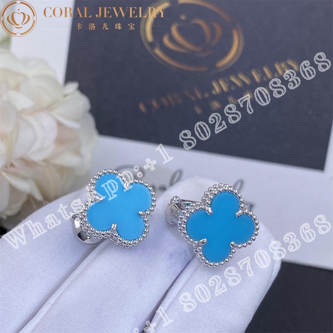 Van Cleef Arpels Vintage Alhambra Earrings White Gold Turquoise Coral (2)