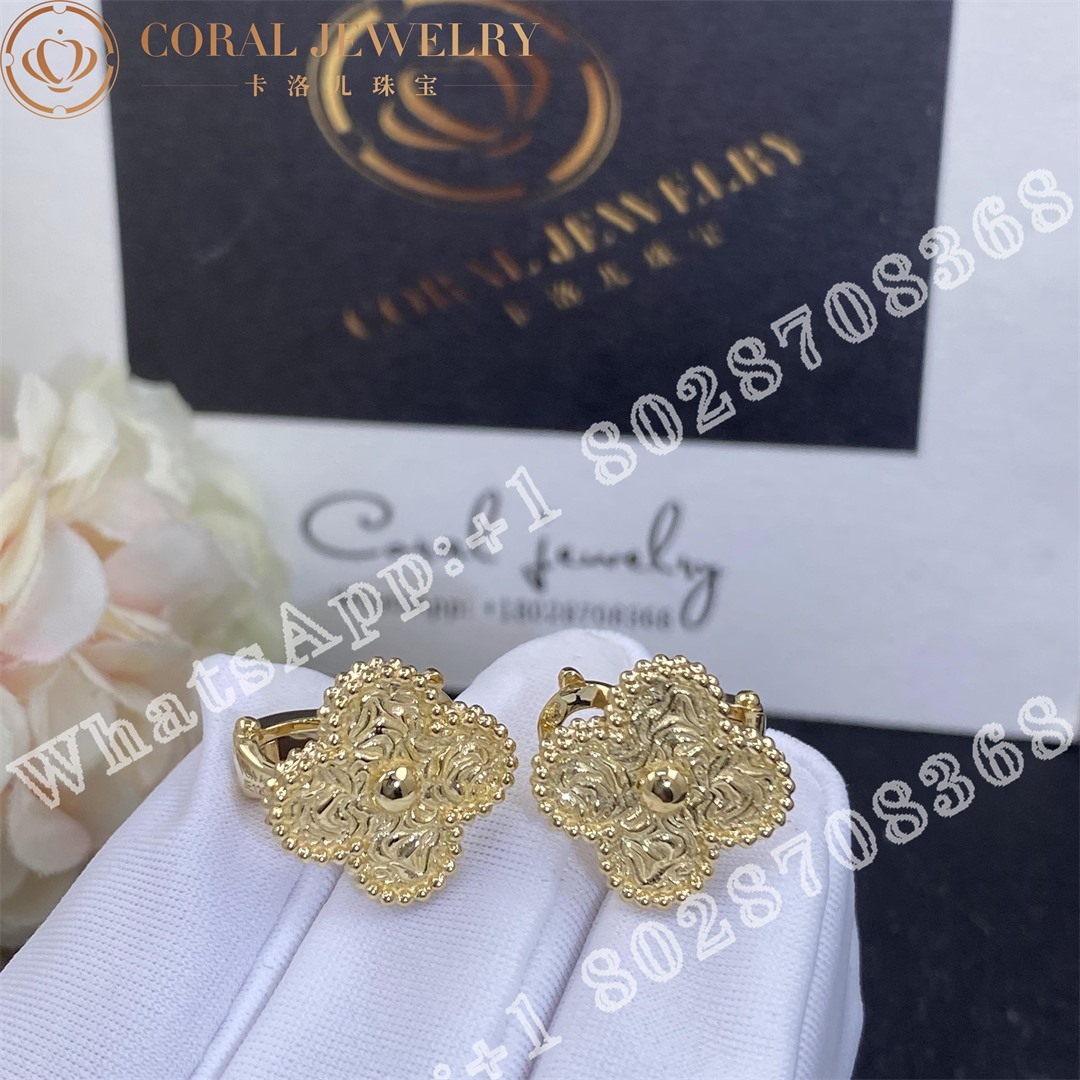 Van Cleef Arpels Vintage Alhambra Earrings Yellow Gold Vcaro1ih00 Coral (1)