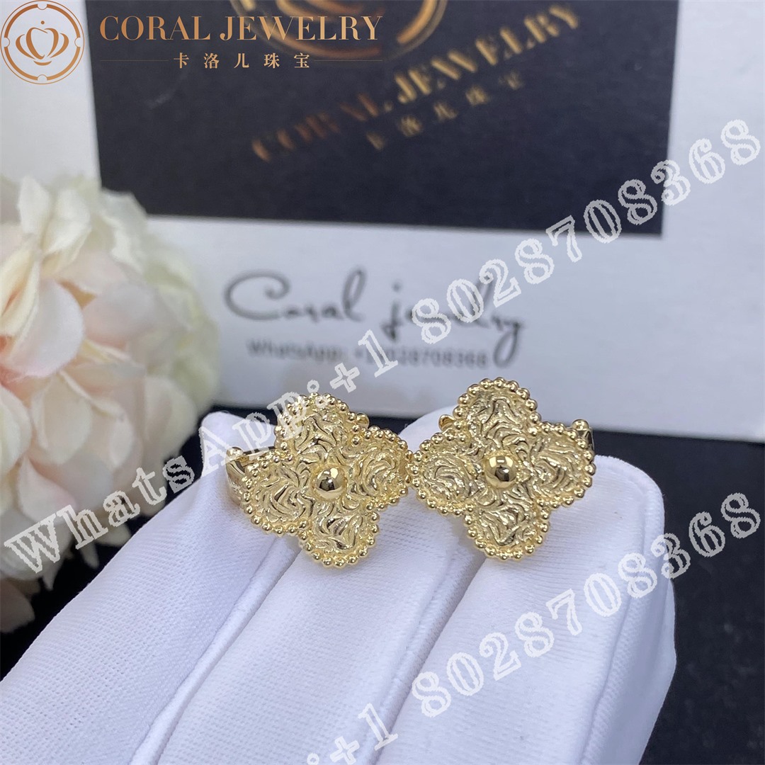 Van Cleef Arpels Vintage Alhambra Earrings Yellow Gold Vcaro1ih00 Coral (2)