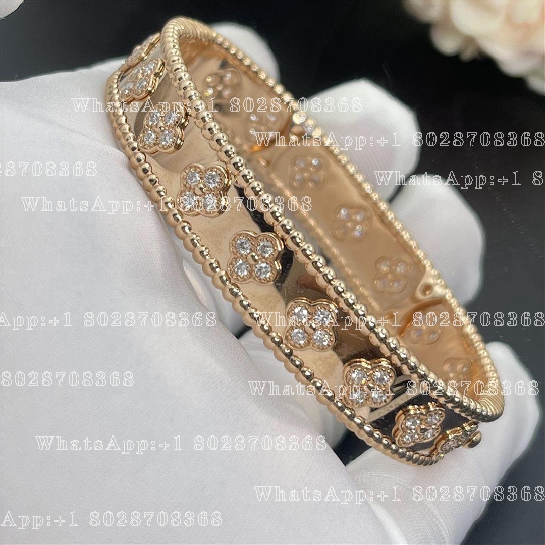 Van Cleef & Arpels Perlée clovers bracelet, Rose gold, Diamond VCARO25N00