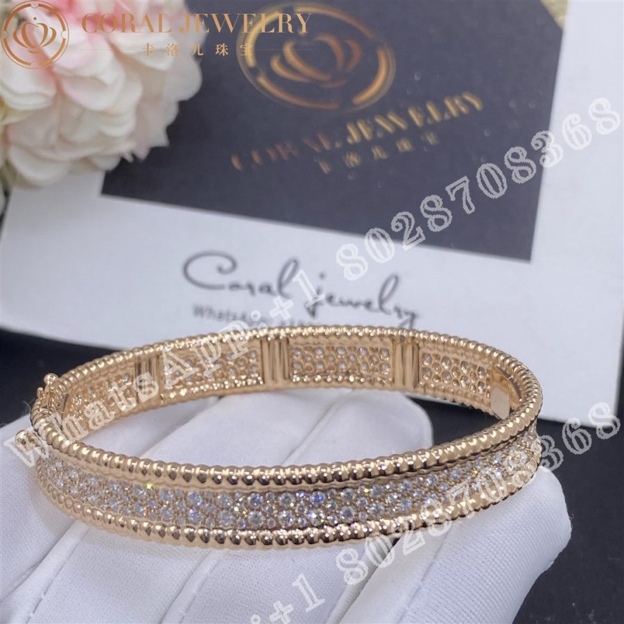 Van Cleef & Arpels Perlée diamonds bracelet, 3 rows, Rose gold, Diamond VCARP5E600 - Image 3