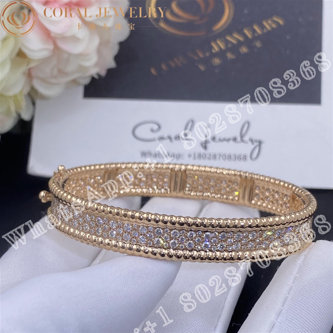 Van Cleef Arpels Perlee Diamonds Bracelet 3 Rows Rose Gold Diamond Vcarp5e600 Coral (2)