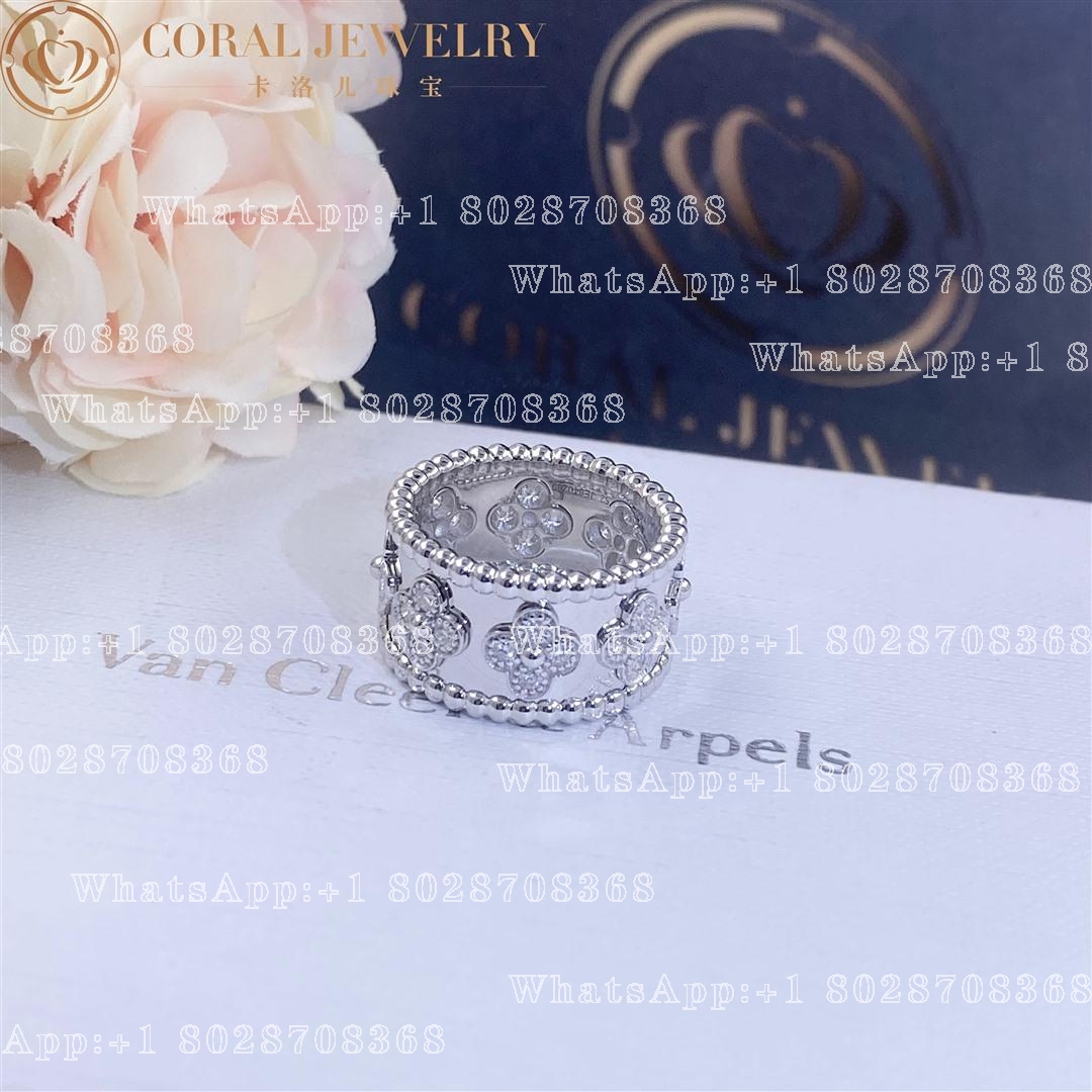 Van Cleef & Arpels Perlée clovers ring, White gold, Diamond VCARO9LP00