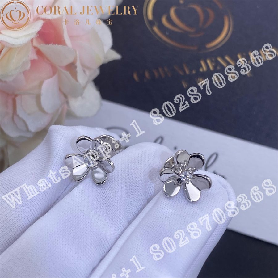 Van Cleef & Arpels Frivole earrings, mini model White gold, Diamond VCARP0J600 - Image 5