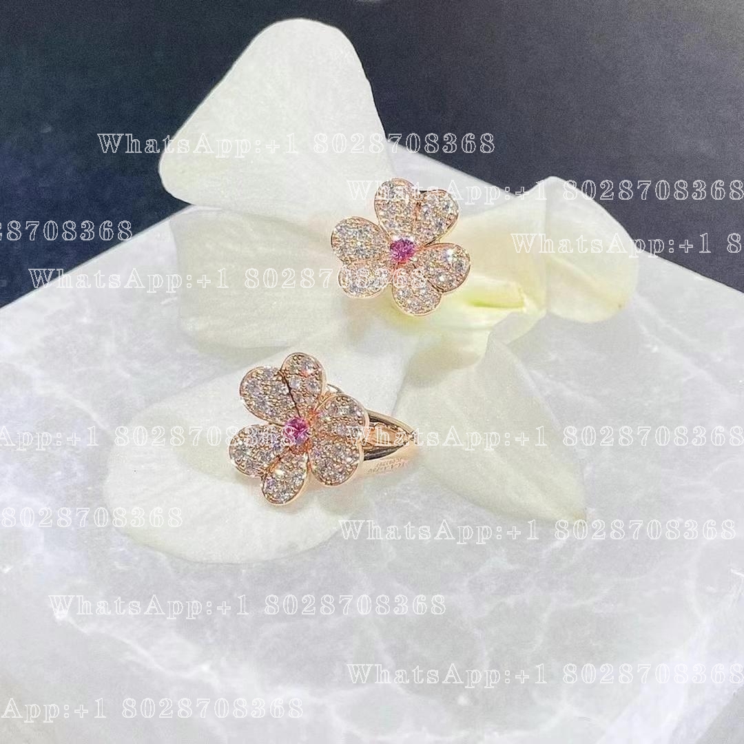 Van Cleef & Arpels Frivole earrings, small model Rose gold, Diamond Pink Sapphire VCARP6L500