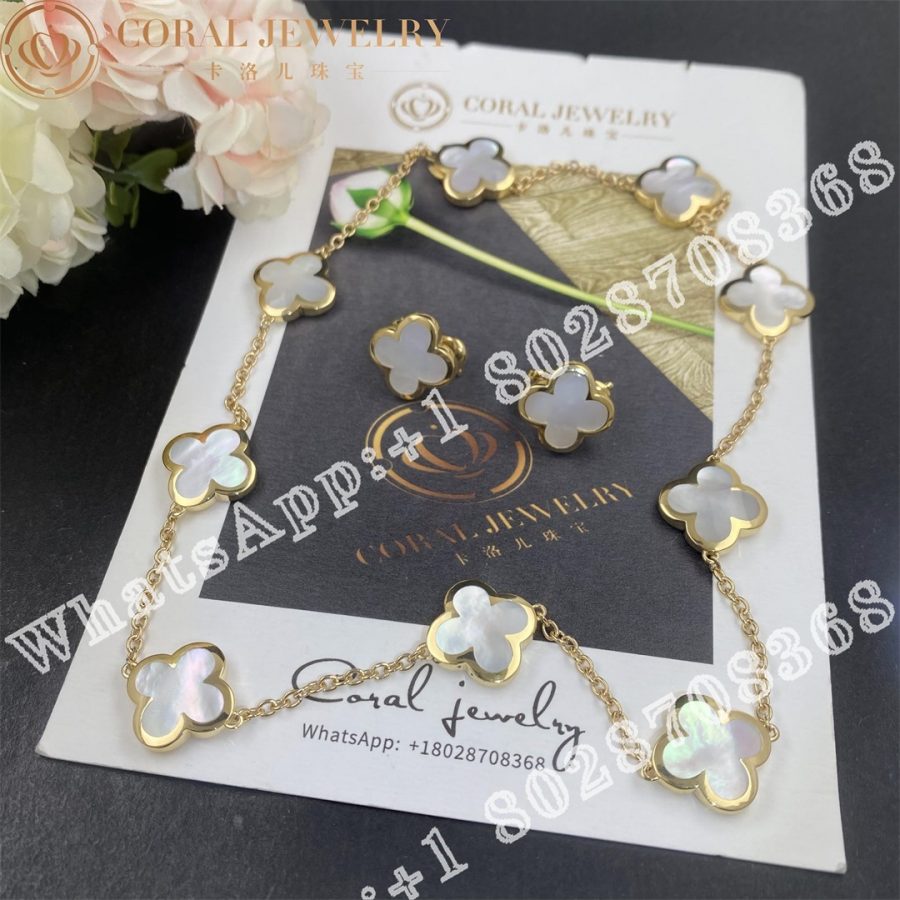 Van Cleef & Arpels Pure Alhambra necklace, 9 motifs Yellow gold, Mother-of-pearl VCARA37800 - Image 3