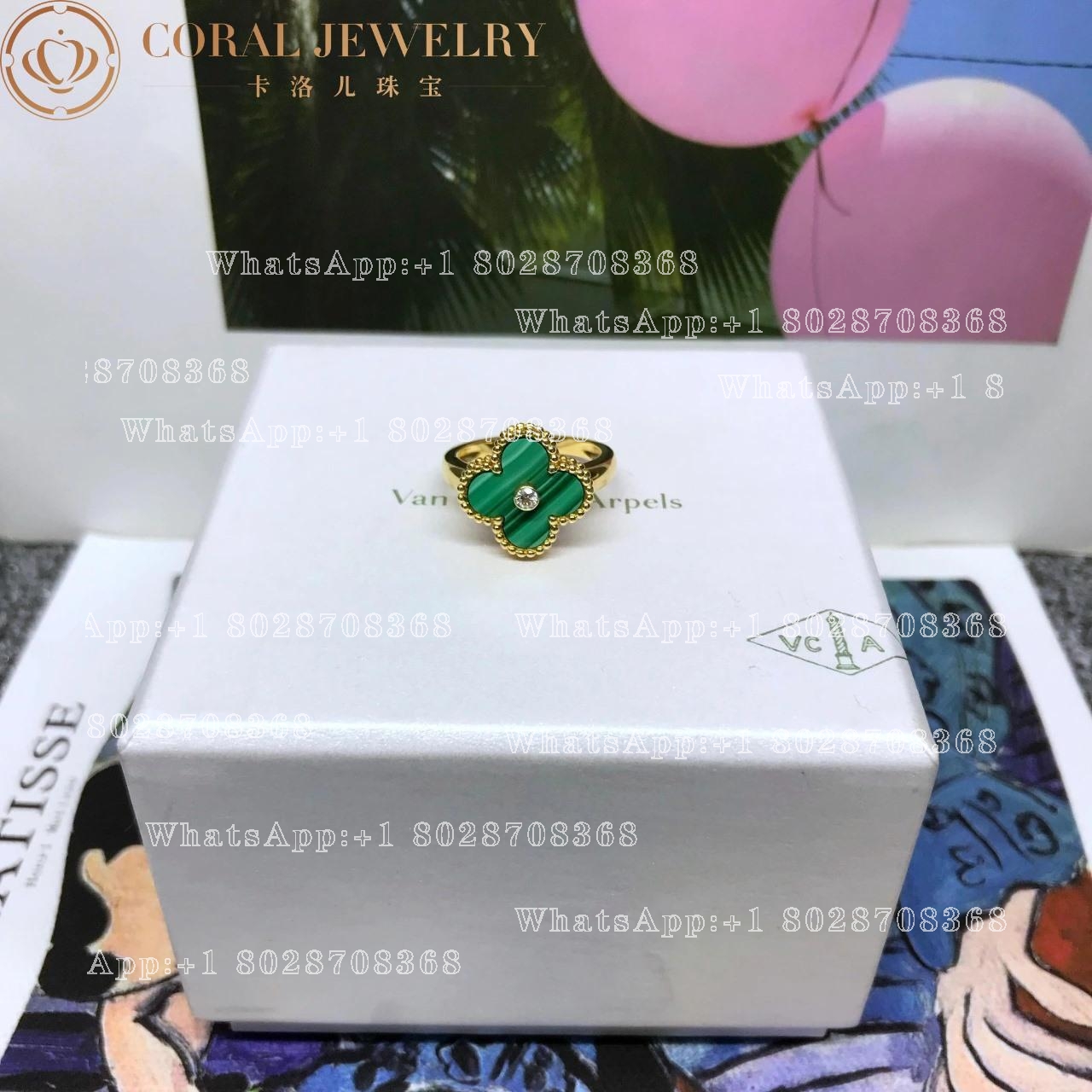 Van Cleef & Arpels Vintage Alhambra ring Yellow gold, Diamond, Malachite VCARO3QM00