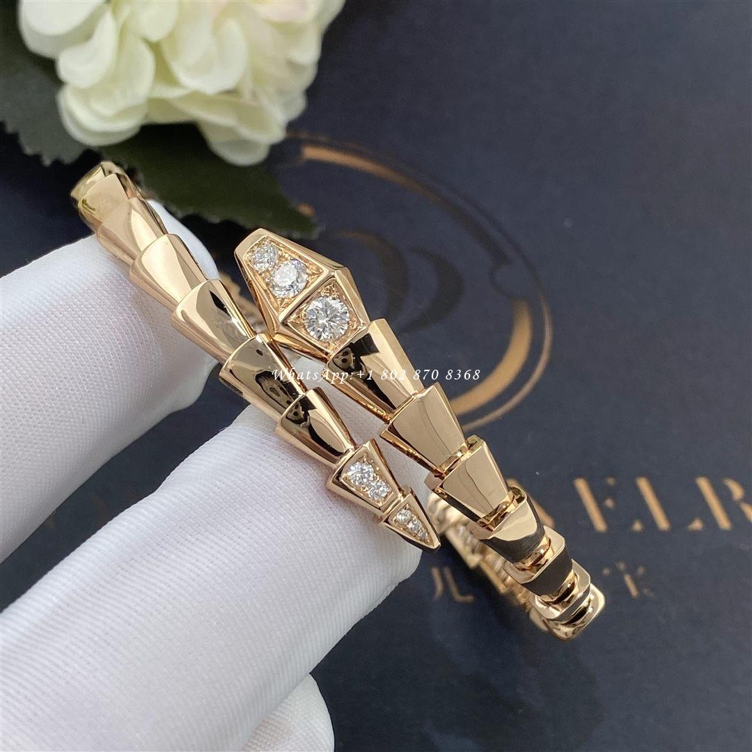 Bulgari Serpenti Viper 18 kt rose gold bracelet set with demi-pavé diamonds Ref.: 357822