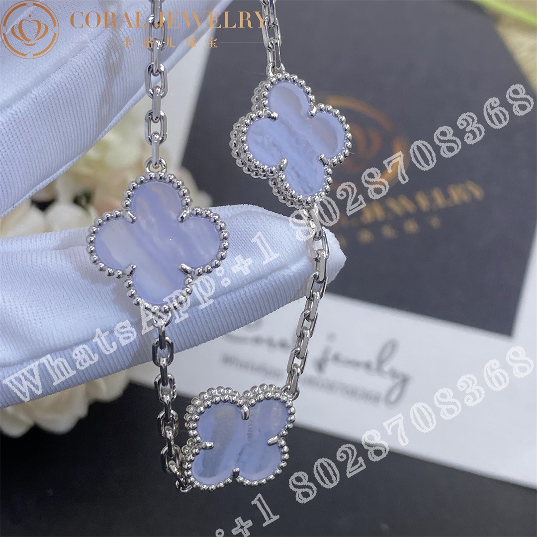 Van Cleef & Arpels Vintage Alhambra bracelet, 5 motifs White gold, Chalcedony VCARD34700 - Image 8