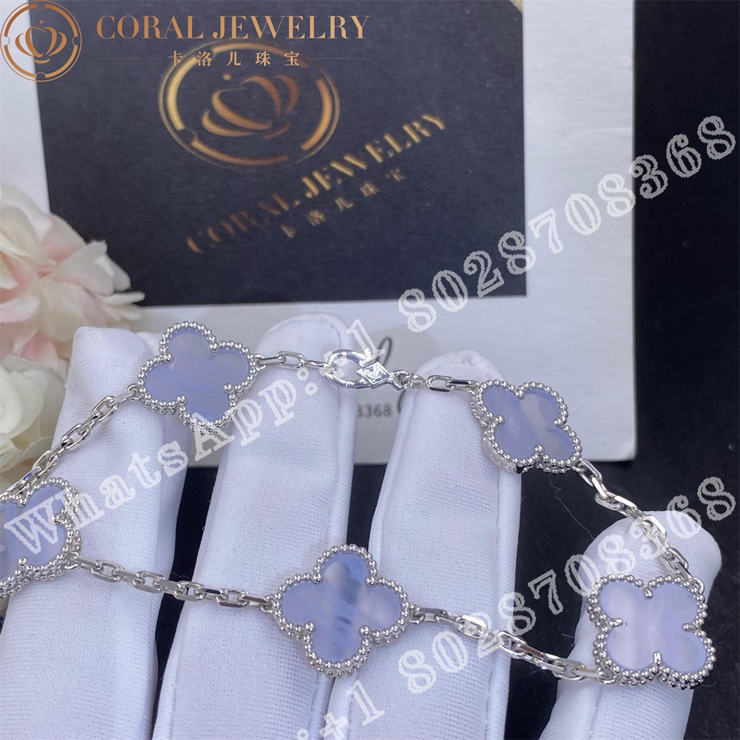 Van Cleef & Arpels Vintage Alhambra bracelet, 5 motifs White gold, Chalcedony VCARD34700 - Image 6